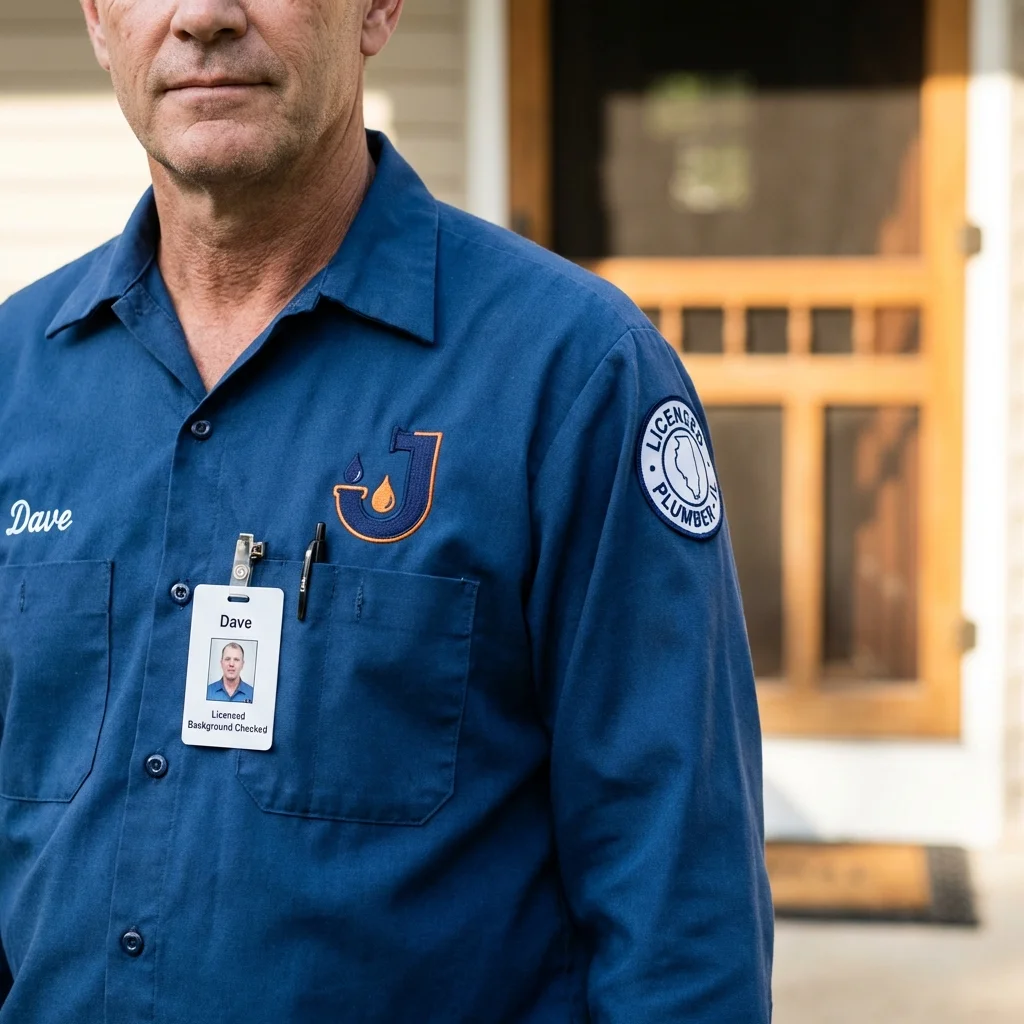 Licensed plumber showing ID badge in Whiteriver, AZ