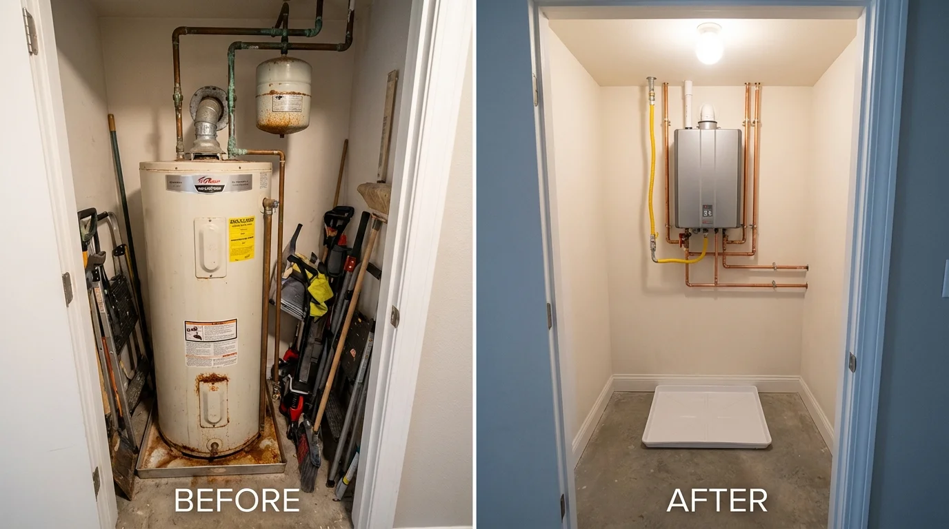 Tank water heater versus wall-mounted tankless unit comparison for Whiteriver, AZ homeowners