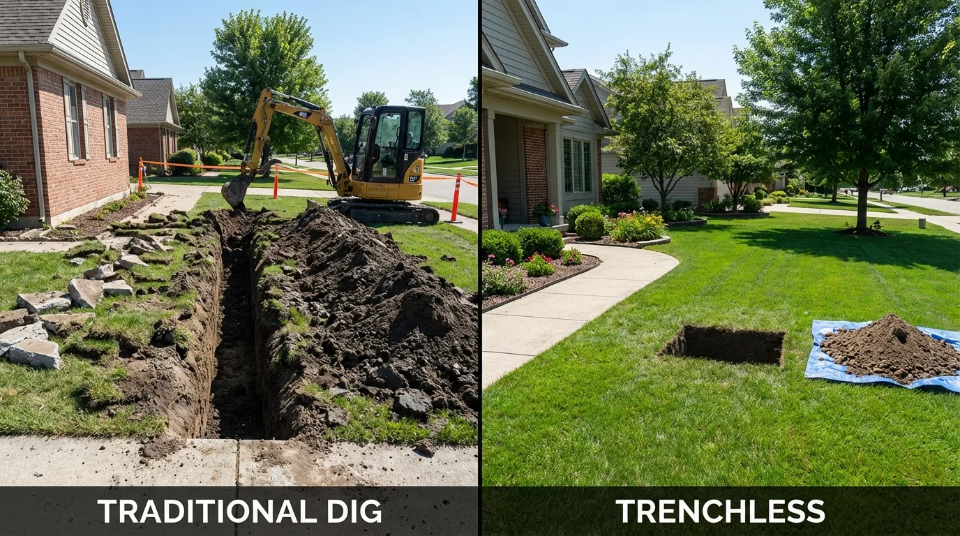 Trenchless sewer repair with minimal yard damage versus traditional excavation in Whiteriver, AZ